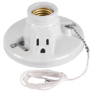 Boquilla de loza enchufable con interruptor de cadena y cuerda - VOLTECK
