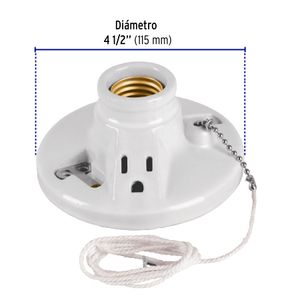Boquilla de loza enchufable con interruptor de cadena y cuerda - VOLTECK