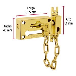 Picaporte dorado con cadena - HERMEX