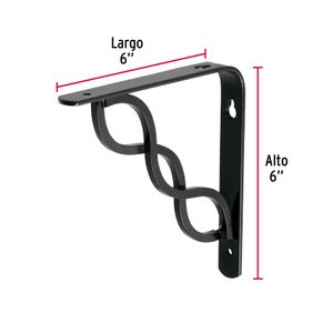 Pie de amigo reforzado con barra trenzada, negro de 6" x 6" - HERMEX