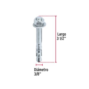 Perno de expansión de 3/8" x 3 1/2", bolsa de 6 unidades. - FIERO