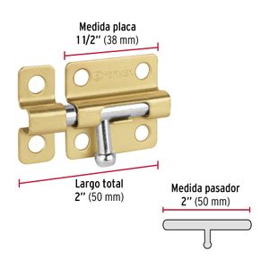 Picaporte latonado de 2" - HERMEX