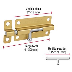 Picaporte latonado de 4" - HERMEX