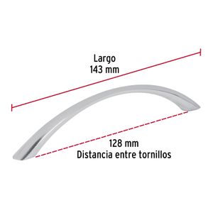Tiradera satinada de 128mm tipo "Arco" - HERMEX