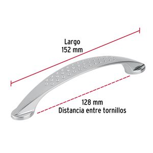 Tiradera satinada de 128mm tipo "Elipse" - HERMEX