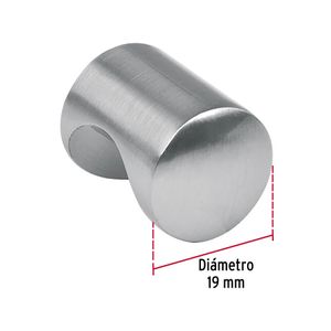 Botón metálico con acabado en níquel satinado, estilo "Cilindro" - HERMEX