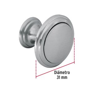 Botón metálico con acabado en níquel satinado, estilo "Moderno" - HERMEX