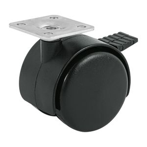Garrucha tipo yoyo de 50 mm de Nylon con placa giratoria y freno para 50kg de carga. - FIERO