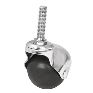 Garrucha redonda de 50 mm de Polipropileno con placa giratoria y espiga enroscada para 50 kg de carga. - FIERO