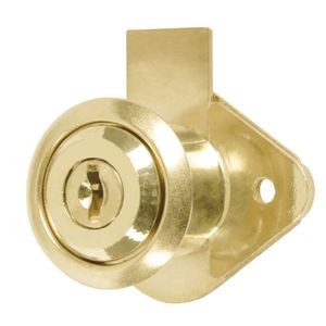 Cerradura vertical de acabado dorado para muebles. - HERMEX