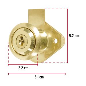 Cerradura vertical de acabado dorado para muebles. - HERMEX