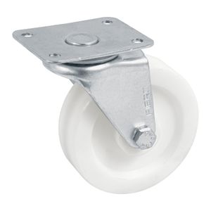 Garrucha de 75 mm de PVC con buje, placa giratoria para 40 kg de carga. - FIERO