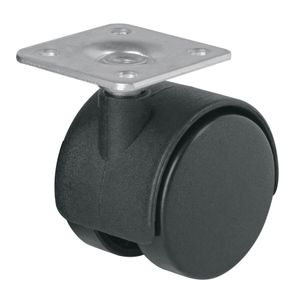 Garrucha de 40 mm de Nylon tipo yoyo con placa giratoria para 30 kg de carga. - FIERO