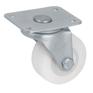 Garrucha de 50 mm de Polipropileno con buje y placa giratoria para 30 kg de carga. - FIERO