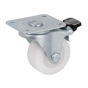 Garrucha de 50 mm con buje, placa giratoria, freno y 30 kg de carga - FIERO