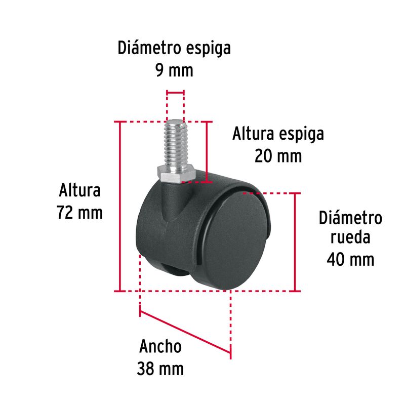 Rodaja-tipo-yoyo-de-40-mm-con-espiga-roscada