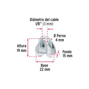 Grillete de hierro para cable de 1/8". - FIERO