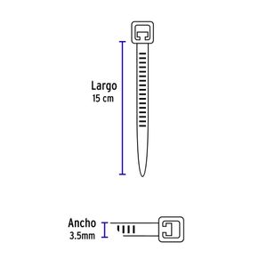 Bolsa con 50 amarracables blancos de 6" x 3,5mm - VOLTECK