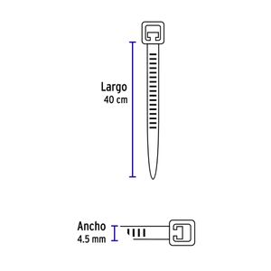 Bolsa con 25 amarracables negros de 16" x 4,5mm - VOLTECK