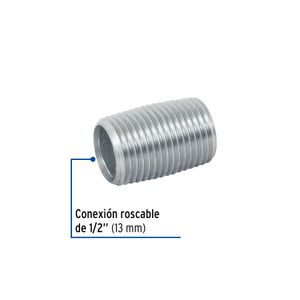 Niple de acero galvanizado 1/2" cuerda corrida - FOSET