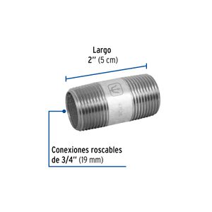Niple de acero galvanizado 3/4" x 2" - FOSET