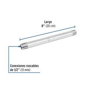 Niple de acero galvanizado 1/2" x 8" - FOSET