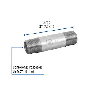 Niple de acero galvanizado 1/2" x 3" - FOSET