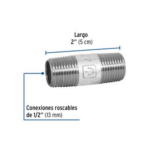 Niple de acero galvanizado 1/2" x 2" - FOSET
