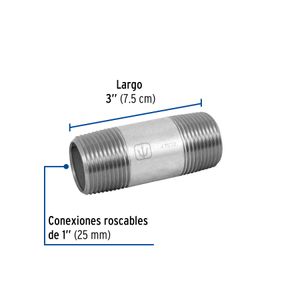 Niple de acero galvanizado 1" x 3" - FOSET