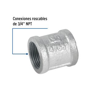 Cople reforzado de acero galvanizado de 3/4" - FOSET