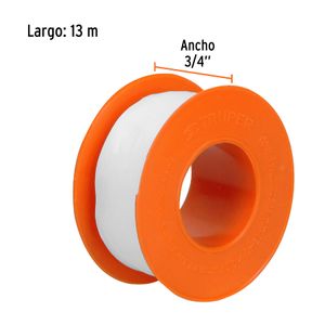 Cinta sella roscas 3/4" X 13 m de largo, uso general - TRUPER