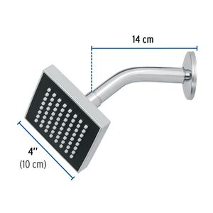 Regadera cuadrada ABS 4" acabado cromo con brazo - FOSET