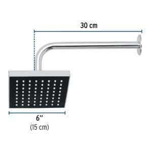 Regadera cuadrada ABS 6" acabado cromo con brazo - FOSET