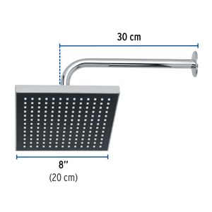 Regadera cuadrada ABS 8" acabado cromo con brazo - FOSET