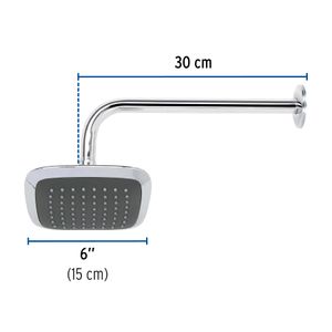 Regadera cuadrada plato ancho 6" brazo inox a muro - FOSET