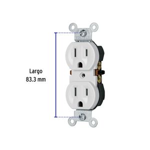 Contacto dúplex, 2 polos 3 hilos, Standard, granel, blanco - VOLTECK