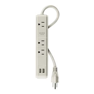 Multicontacto 16 AWG 3 entradas 2 puertos USB supresor 300 J - VOLTECK