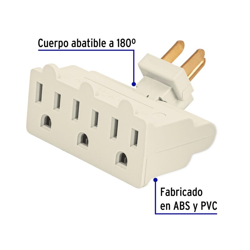 Multicontacto-triple-aterrizado-tipo-bisagra