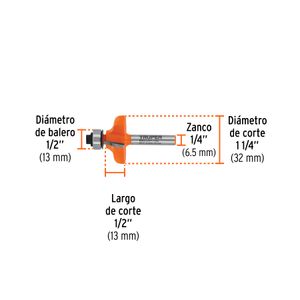 Broca para router, pecho paloma, 1-1/4" con balero - FOSET