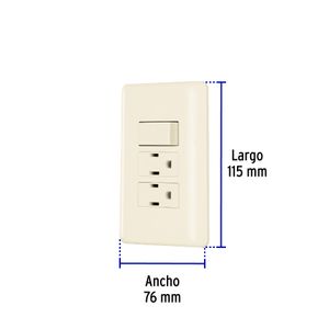 Placa armada interruptor y 2 contactos - VOLTECK