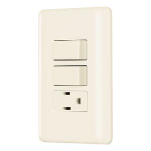 Placa armada 2 interruptores y contacto, marfil - VOLTECK
