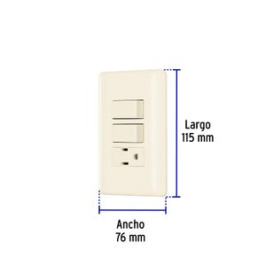 Placa armada 2 interruptores y contacto, marfil - VOLTECK