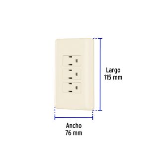 Placa armada 3 contactos aterrizados - VOLTECK