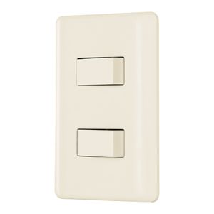 Placa armada, 2 interruptores, marfil - VOLTECK