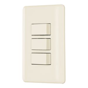 Placa armada 3 interruptores, marfil - VOLTECK