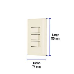 Placa armada 3 interruptores, marfil - VOLTECK