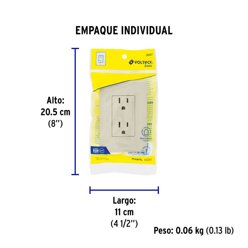 Contacto-duplex-aterrizado-marfil-Basic
