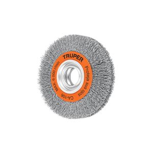 Carda alambre ondulado 6" x 1-1/8" para esmeril - TRUPER