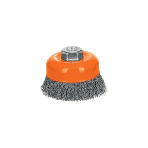 Carda copa 4" alambre ondulado fino, eje M14 - TRUPER