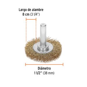 Carda circular 1-1/2" alambre fino para taladro - TRUPER